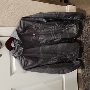 Under Armour All Seasons Gear Gray Hooded Windbreaker Jacket